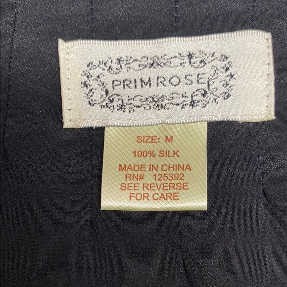 Primrose Blouse Silk Elegant Scoop Neck Smocked Cuff and Hem Black Size Medium - Picture 3 of 16